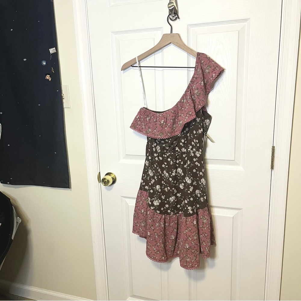 ✧･ﾟone shoulder boho ruffle dress